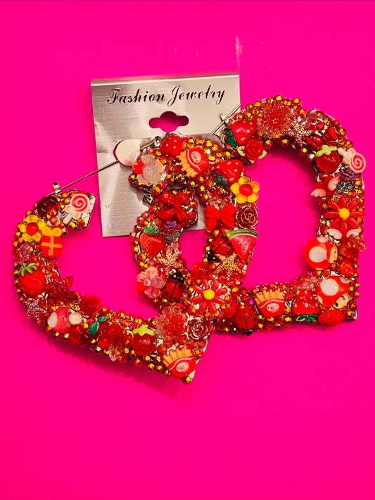 Red Rose Junk Earrings